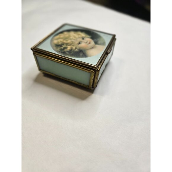 Vintage Bessie Pease Gutmann Brass & Glass Trinket Box‎ With Victorian Design - Picture 5 of 9